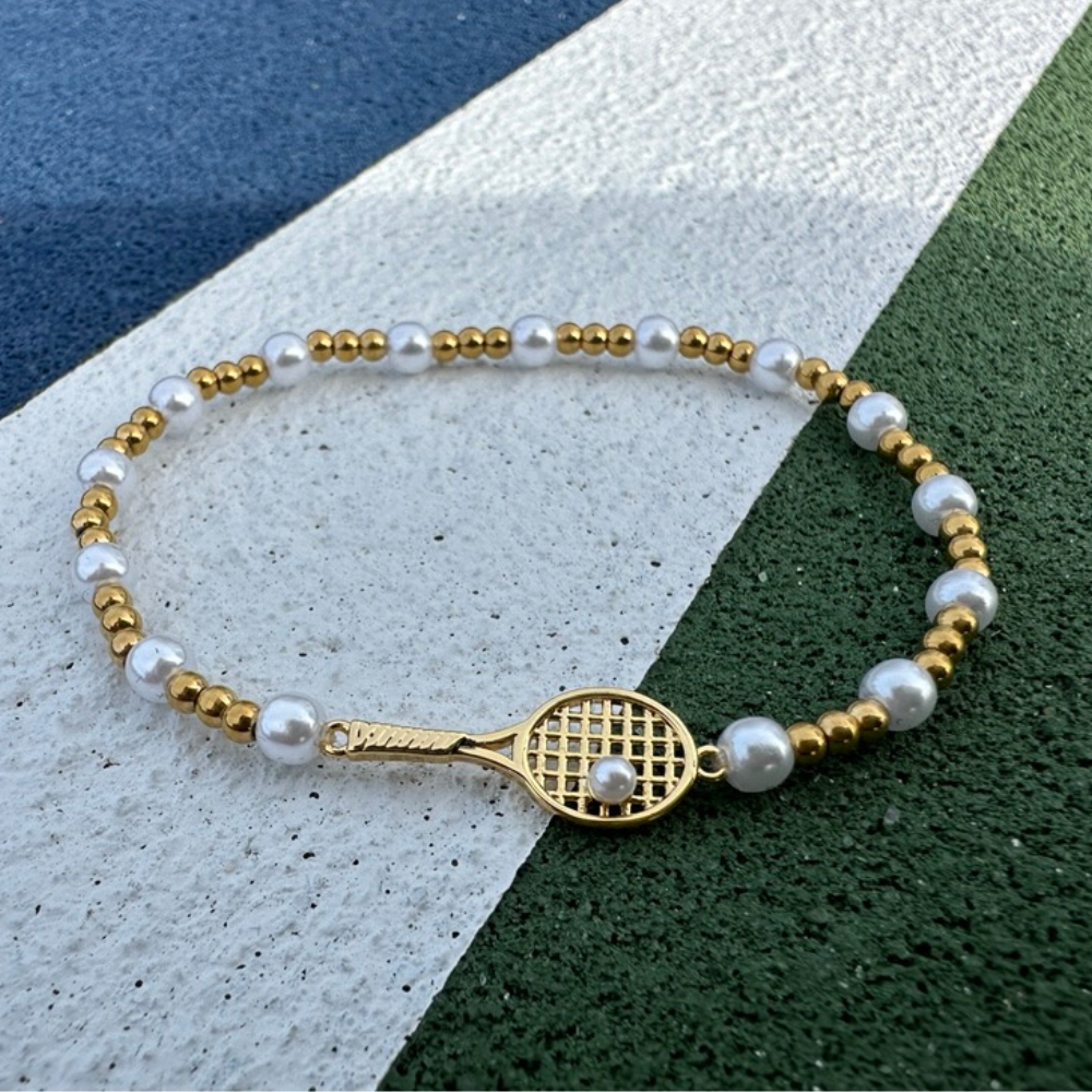 Gold and Pearl Tennis Bracelet