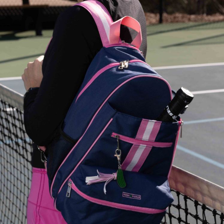 The Teddi Pickleball Backpack Navy Pink Dink Volley Pickleball