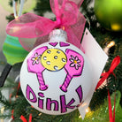 Hand Painted Glass Ornament - Dink with Paddles - Dink & Volley Pickleball