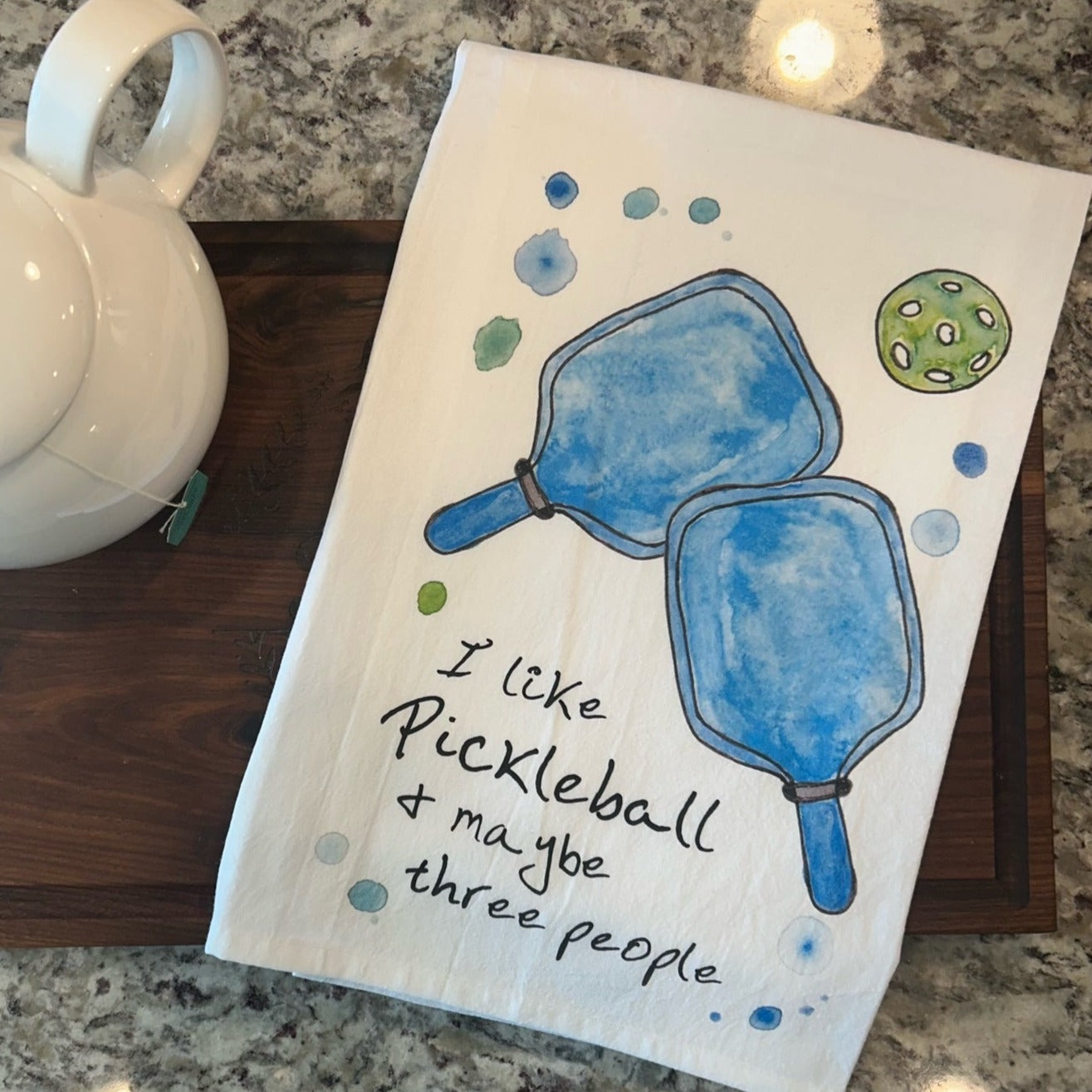 pickleball kitchen towels with I like pickleball and maybe three people text
