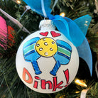 Hand Painted Glass Ornament - Dink with Paddles - Dink & Volley Pickleball