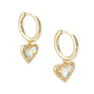 Ari Heart Gold Huggie Earrings in Iridescent Drusy - Dink & Volley Pickleball