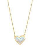 Ari Heart Gold Pendant Necklace in Bubblegum Pink Opal - Dink & Volley Pickleball