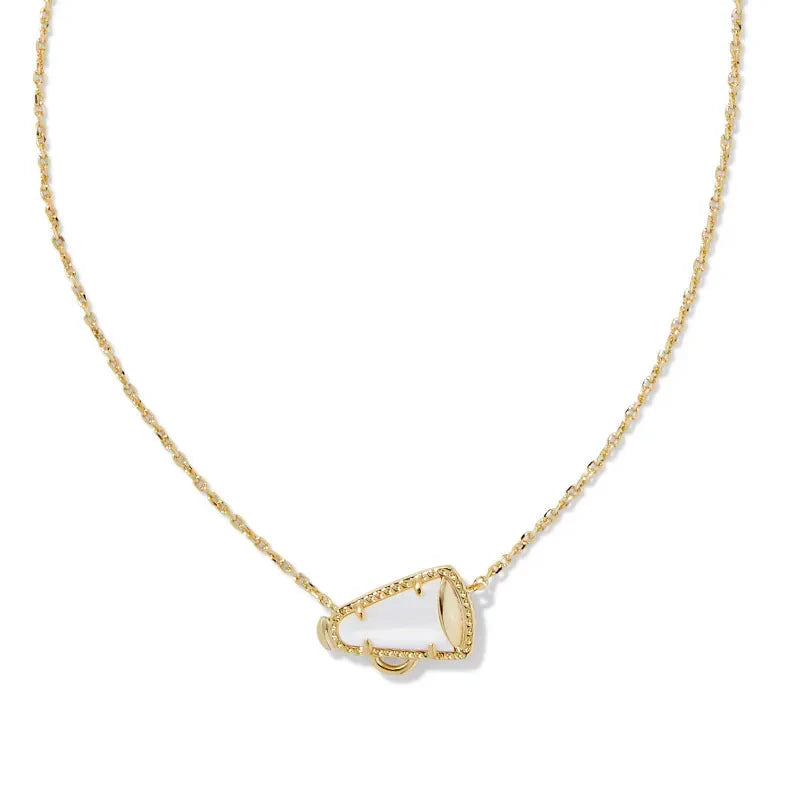 Cheer Gold Short Pendant Necklace in White Mother-of-Pearl