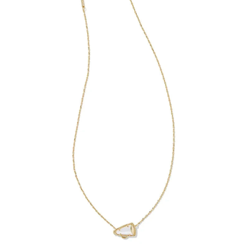 Cheer Gold Short Pendant Necklace in White Mother-of-Pearl