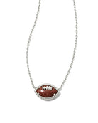 Football Silver Short Pendant Necklace in Orange Goldstone