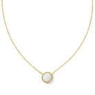 Volleyball Gold Short Pendant Necklace in White Mother-of-Pearl