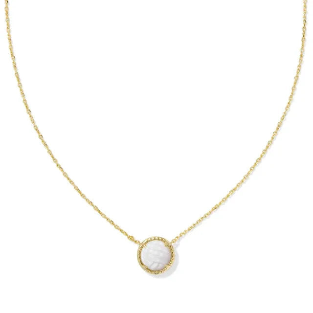 Volleyball Gold Short Pendant Necklace in White Mother-of-Pearl (Copy) - Dink & Volley Pickleball