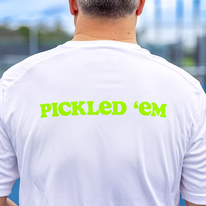 Men's Pickled 'Em Performance Shirt White - Dink & Volley Pickleball