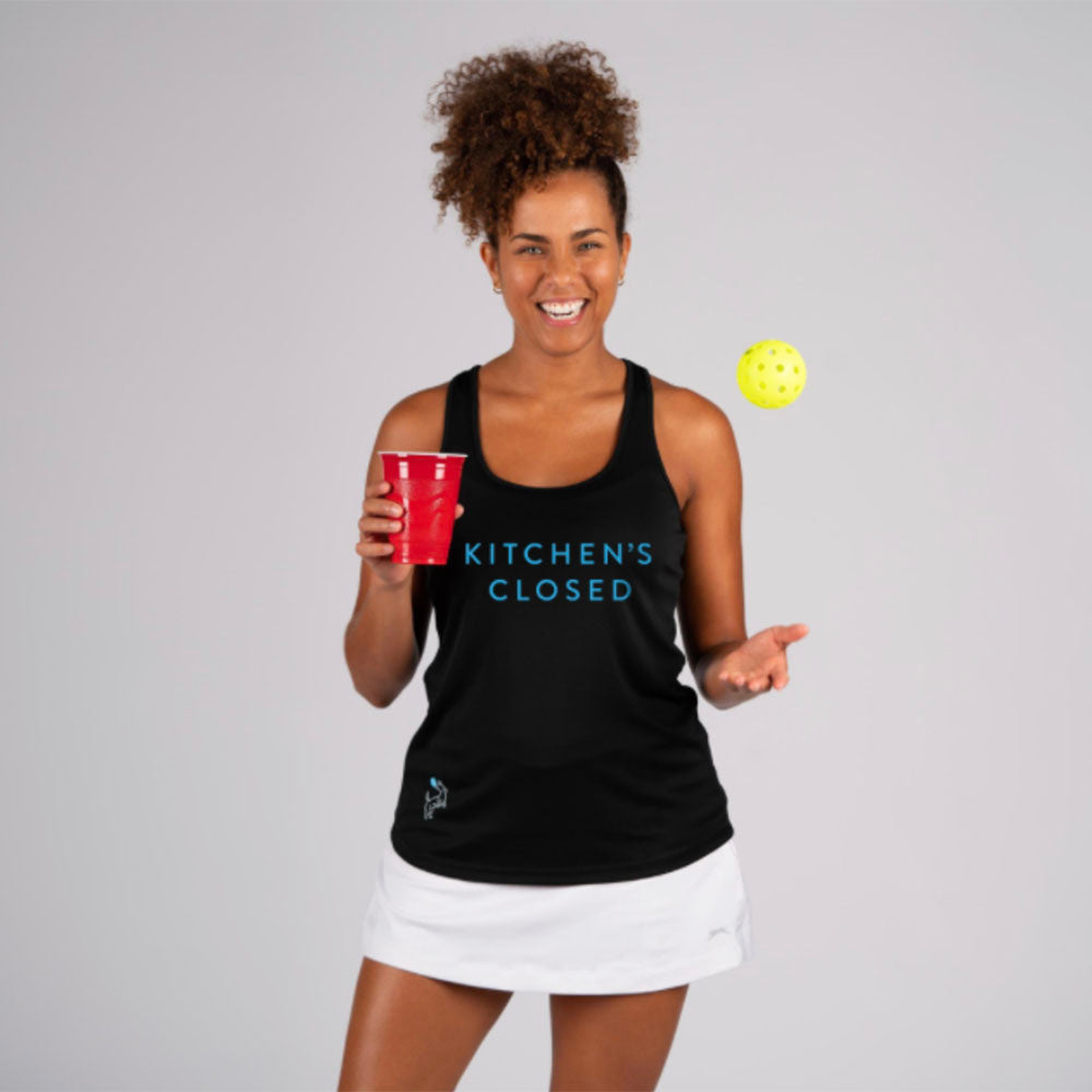 Women's Kitchen's Closed Performance Tank Black - Dink & Volley Pickleball