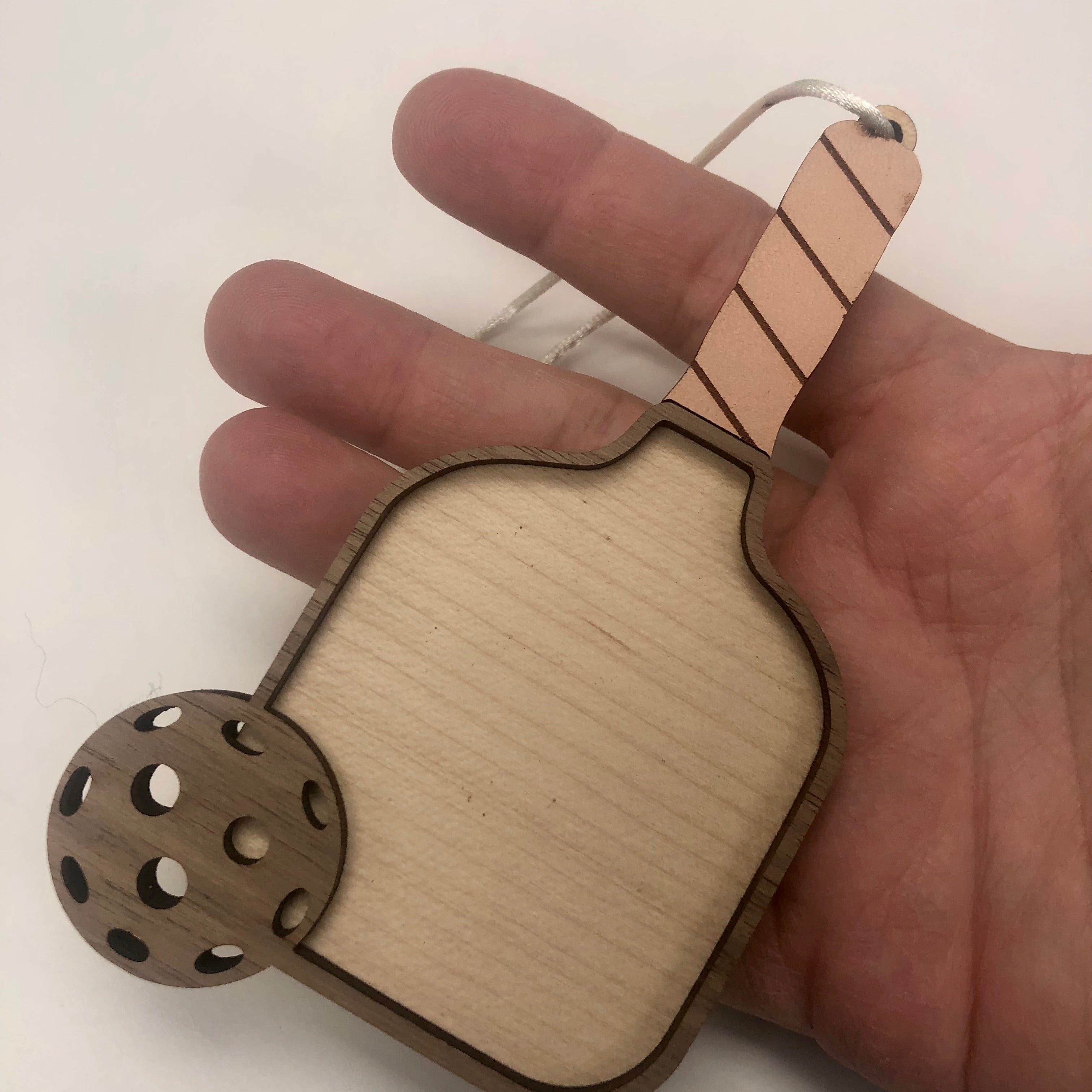 Wooden Pickleball  Paddle Christmas Ornament