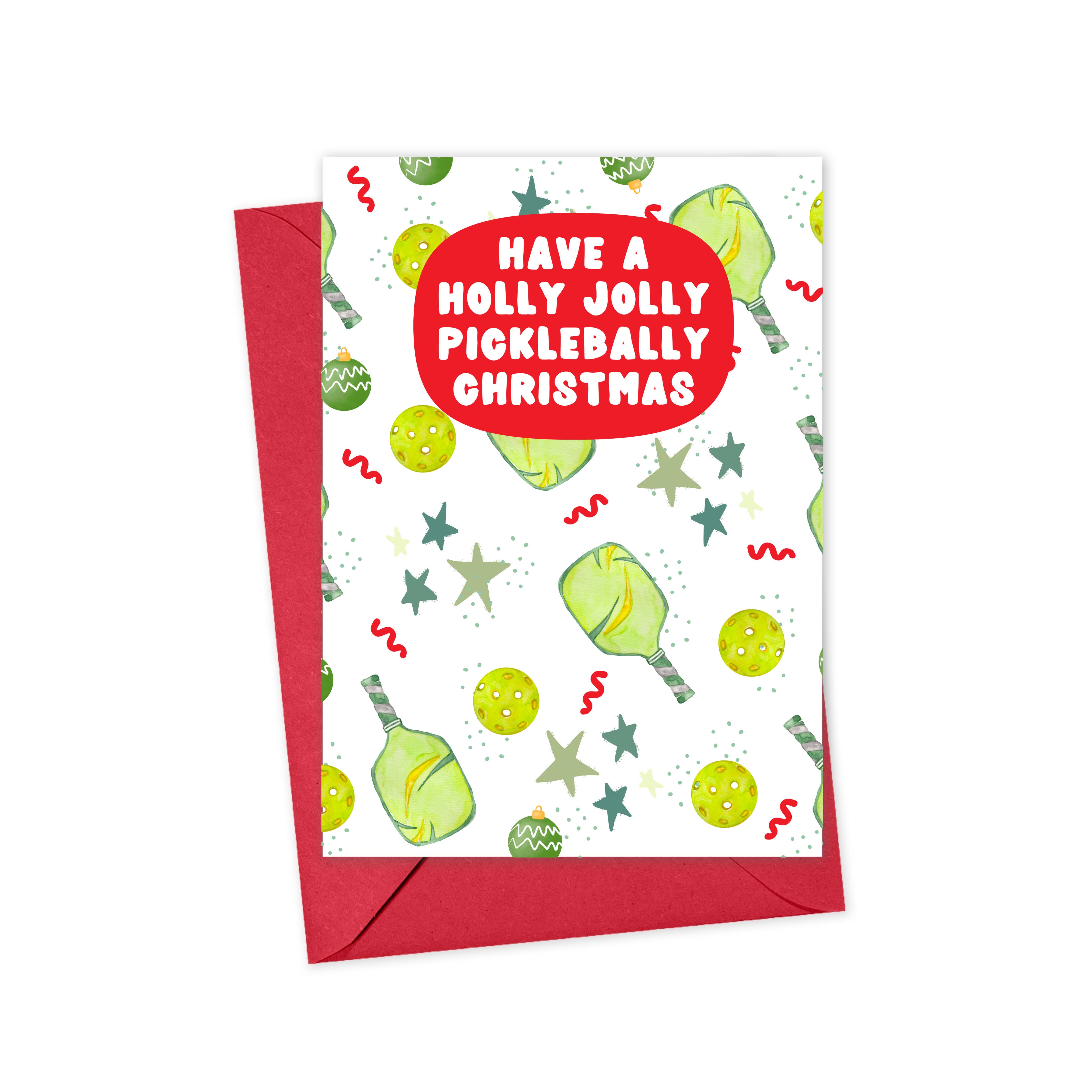 Red Pickleball Christmas Card