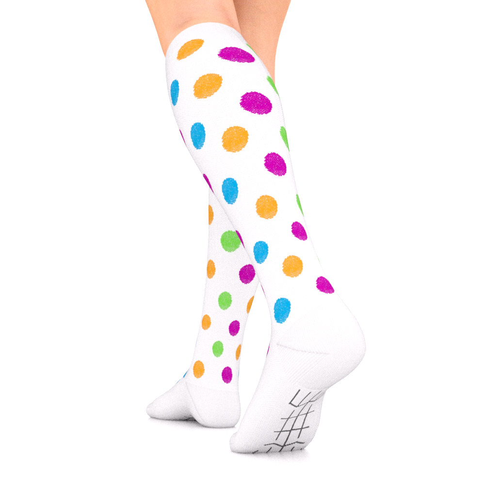 Multi-Color Polka Dots Compression Socks - Dink & Volley Pickleball