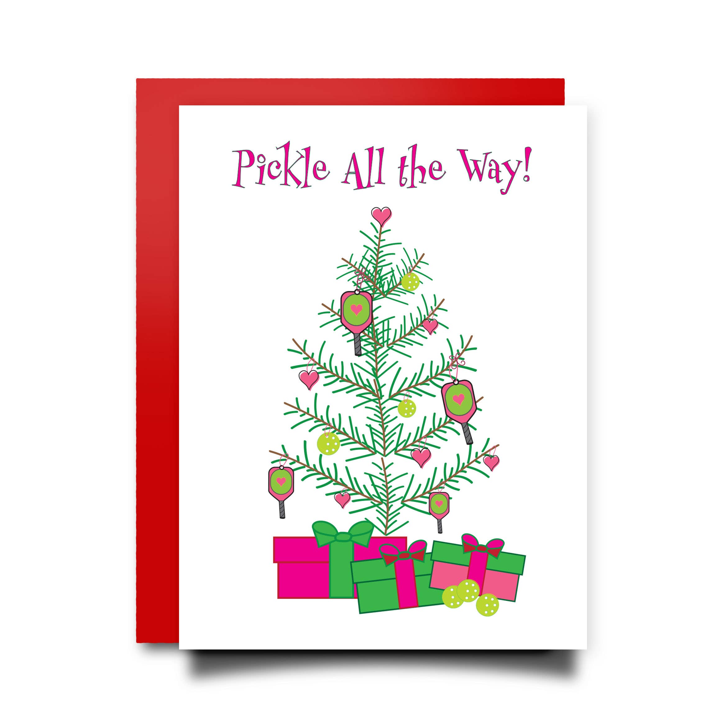 Pink Pickleball Christmas Card