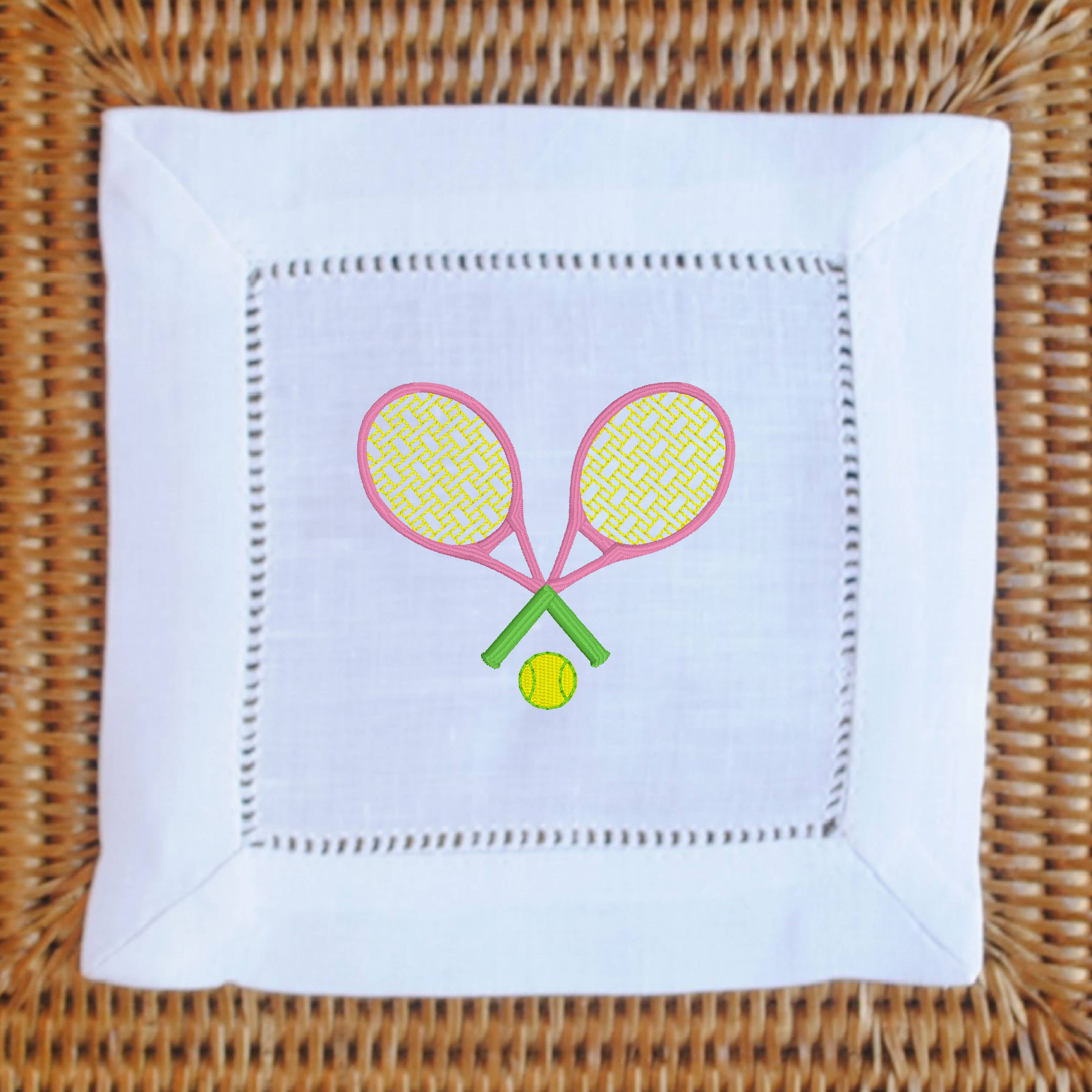 Tennis, Anyone? Embroidered Cocktail Napkins - Dink & Volley Pickleball