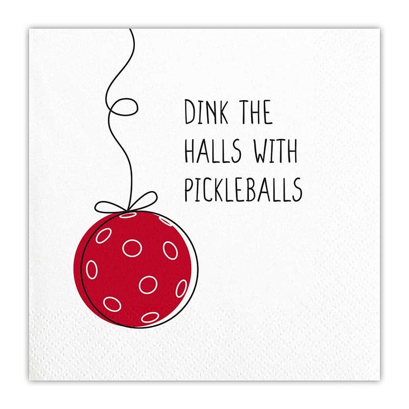 Christmas Pickleball Cocktail Napkin - Dink the Halls - Dink & Volley Pickleball