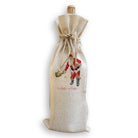 Pickleball Santa Beige Linen Wine Bag - Dink & Volley Pickleball